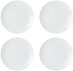 MIKASA Chalk Juego de 4 Platos Llanos de Porcelana, 4x Platos de Porcelana Blanca para el Día a Día y Formal, 27cm - Apto para Microondas y Lavavajillas