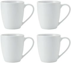 MIKASA Chalk Tazas de Porcelana, Juego de 4 Tazas Blancas para Té y Café, 380ml, Aptas para Lavavajillas y Microondas