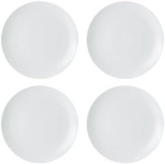 MIKASA Chalk Juego de 4 Platos de Postre de Porcelana, 4 Platos de Porcelana Blanca para Uso Diario y Formal, 21cm - Apto para Microondas y Lavavajillas