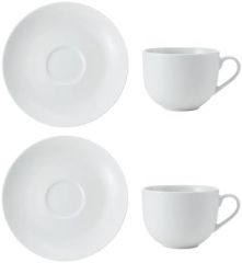 Mikasa MKCHTCUPPK2 Chalk-Juego de Tazas de té y platillos (Porcelana, 220 ml), Color Blanco