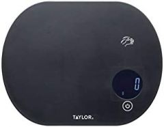 Taylor Pro Balanza Digital de Cocina con Función Táctil de Peso con Tara, Compacta, Nivel Profesional con Alta Precisión, Negro, Gran Capacidad de hasta 5,5 kg