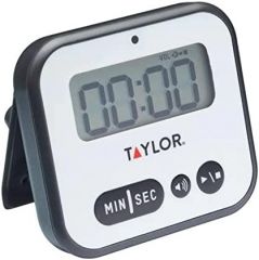 Taylor Pro Temporizador de Cocina con Cronómetro, Plástico, Blanco/Negro