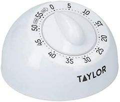 Taylor Temporizador de Cocina, Alarma Giratoria Mecánica Tradicional de Cuenta Atrás para Cocinar u Hornear, 60 Minutos, Blanco