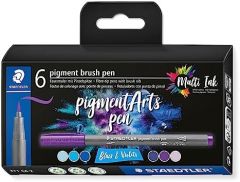 Staedtler Pigment Arts Brush Pen Blues & Violets rotulador Azul, Violeta 6 pieza(s)