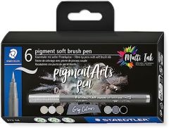 Staedtler Pigment Arts Soft Brush Pen Grey Colors rotulador Gris 6 pieza(s)