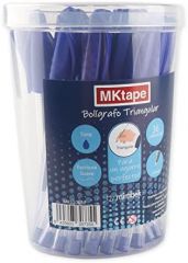 Mktape pack de 36 boligrafos triangulares de bola - punta redonda de 1.0mm - escritura suave - color azul