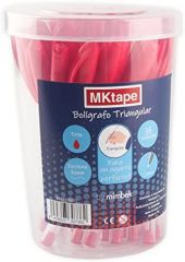 Mktape pack de 36 boligrafos triangulares de bola - punta redonda de 1.0mm - escritura suave - color rojo