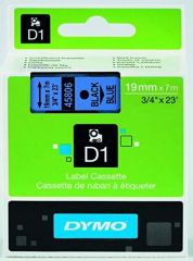 DYMO D1 - Etiquetas estándar - Negro sobre azul - 19mm x 7m