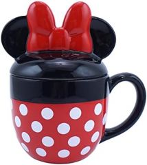 Disney Taza en forma de Minnie Mouse con tapa – Taza de Minnie Mouse – Taza 3D – Taza de oficina regalos
