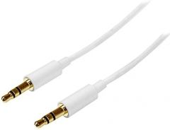 Startech.com cable de 2 metros delgado de audio estereo mini jack de 3,5mm - blanco - macho a macho,garantia lifetime