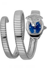 Reloj de pulsera Just Cavalli Signature Snake Nascosto - JC1L073M0075 correa color: Gris plata Dial Azul noche Hombre