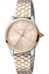 Reloj de pulsera Just Cavalli Glam Chic Donna affascinante - JC1L087M0305 correa color: Gris plata Oro rosa Dial Oro rosa Mujer