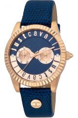 Reloj Just Cavalli JC1L142L0035 Acero Inoxidable Chapado correa color: Azul Dial Azul Multifunción Mujer