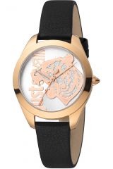 Reloj de pulsera Just Cavalli Animalier Pantera - JC1L210L0025 correa color: Negro Dial Glitter Gris plata Mujer