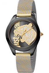 Reloj de pulsera Just Cavalli Animalier Pantera - JC1L210M0055 correa color: Oro amarillo Gris plata Dial Glitter Negro Oro amarillo Mujer