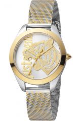 Reloj de pulsera Just Cavalli Animalier Pantera - JC1L210M0065 correa color: Gris plata Oro amarillo Dial Glitter Gris plata Oro amarillo Mujer