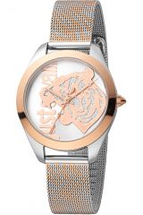 Reloj de pulsera Just Cavalli Animalier Pantera - JC1L210M0075 correa color: Gris plata Oro rosa Dial Glitter Gris plata Oro rosa Mujer