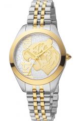 Reloj de pulsera Just Cavalli Animalier Pantera - JC1L210M0175 correa color: Gris plata Oro amarillo Dial Gris plata Mujer