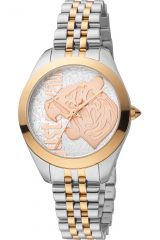 Reloj de pulsera Just Cavalli Animalier Pantera - JC1L210M0185 correa color: Gris plata Oro rosa Dial Gris plata Mujer