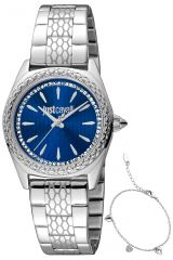 Reloj de pulsera Just Cavalli SET Fashion Glam - JC1L239M0055 correa color: Gris plata Dial Azul noche Mujer
