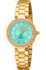 Reloj de pulsera Just Cavalli Just Cavalli Glam Chic Ostentatious - JC1L308M0055 correa color: Oro amarillo Dial Turquesa Mujer