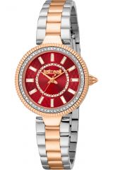 Reloj de pulsera Just Cavalli Just Cavalli Glam Chic Ostentatious - JC1L308M0105 correa color: Gris plata Oro rosa Dial Rojo Mujer