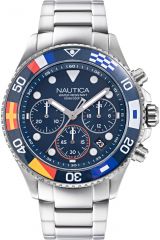Reloj de pulsera Nautica - NAPWPF909 correa color: Gris plata Dial Azul Hombre