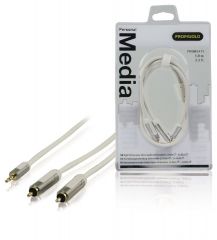 Profigold Cable de Audio Estéreo de 1 metro 3,5 mm - 2 x RCA, exterior de PVC, blindaje de plata