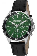 Reloj de pulsera Roberto Cavalli - RC5G049L0015 correa color: Negro Dial Verde botella Hombre