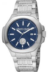 Reloj de pulsera Roberto Cavalli - RC5G050M0065 correa color: Gris plata Dial Azul noche Hombre
