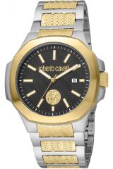 Reloj de pulsera Roberto Cavalli - RC5G050M0085 correa color: Oro amarillo Dial Negro Hombre