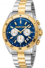Reloj de pulsera Roberto Cavalli - RC5G099M0065 correa color: Oro amarillo Dial Azul noche Hombre