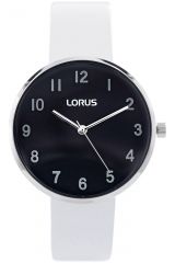 Reloj de pulsera LORUS Lady - RG225SX9 correa color: Blanco Dial Negro Mujer