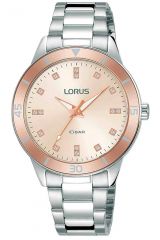 Reloj de pulsera LORUS Lady - RG241RX9 correa color: Gris plata Dial Rojo salmón Mujer