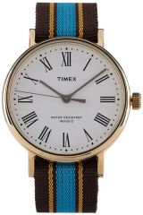 Reloj de pulsera TIMEX Weekender Fairfield - TW2U46300LG correa color: Chocolate Turquesa Dial Gris plata Unisex