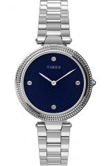 Reloj de pulsera TIMEX - TW2V24000 correa color: Gris plata Dial Azul Mujer
