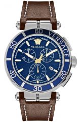 Reloj de pulsera Versace - VE3L00122 correa color: Marrón Dial Azul Hombre
