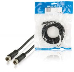 Valueline Cable de antena F macho - F macho de 5 metros, color negro, para señal analógica - digital