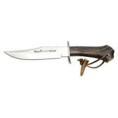 Cuchillo de caza Muela Albar ALBAR-18H, con mango de asta de ciervo y defensa inox, hoja de 18 cm MOVA + tarjeta multiusos de regalo