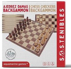 Aqm juego ajedrez/damas/ backgammon (cp057) 100%fsc s.o.s.tenibles