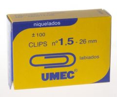 Umec clips niquelados nº 1½ - 26mm caja de 100 -10 cajas-