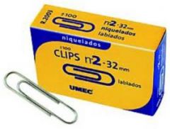 Umec clips niquelados nº 2 - 32mm caja de 100 -10 cajas-