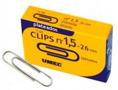 Umec clips plateados nº 1½ - 26mm caja de 100 -10 cajas-