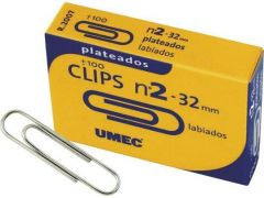Umec clips plateados nº 2 - 32mm caja de 100 -10 cajas-