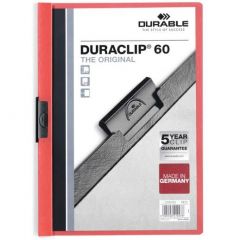 Durable Duraclip 60 archivador PVC Rojo, Transparente