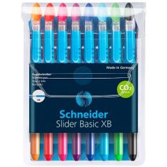 Schneider bolígrafo slider basic f + 2 gratis colores surtidos -estuche 8u-