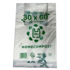Bolsa de camiseta 30x60 compostable 14 micras -paquete 200u-