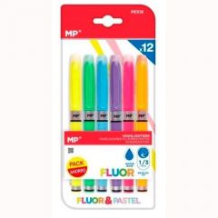 Mp marcador fluorescente blister 12 colores fluor y pastel