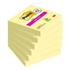Post-it bloc notas super sticky 90h 76x76 paquete de 6 canary yellow