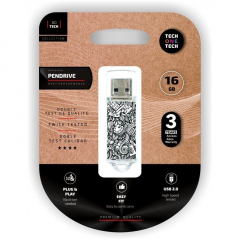 TECH1TECH TEC4016-16 unidad flash USB 16 GB USB tipo A 2.0 Negro, Blanco